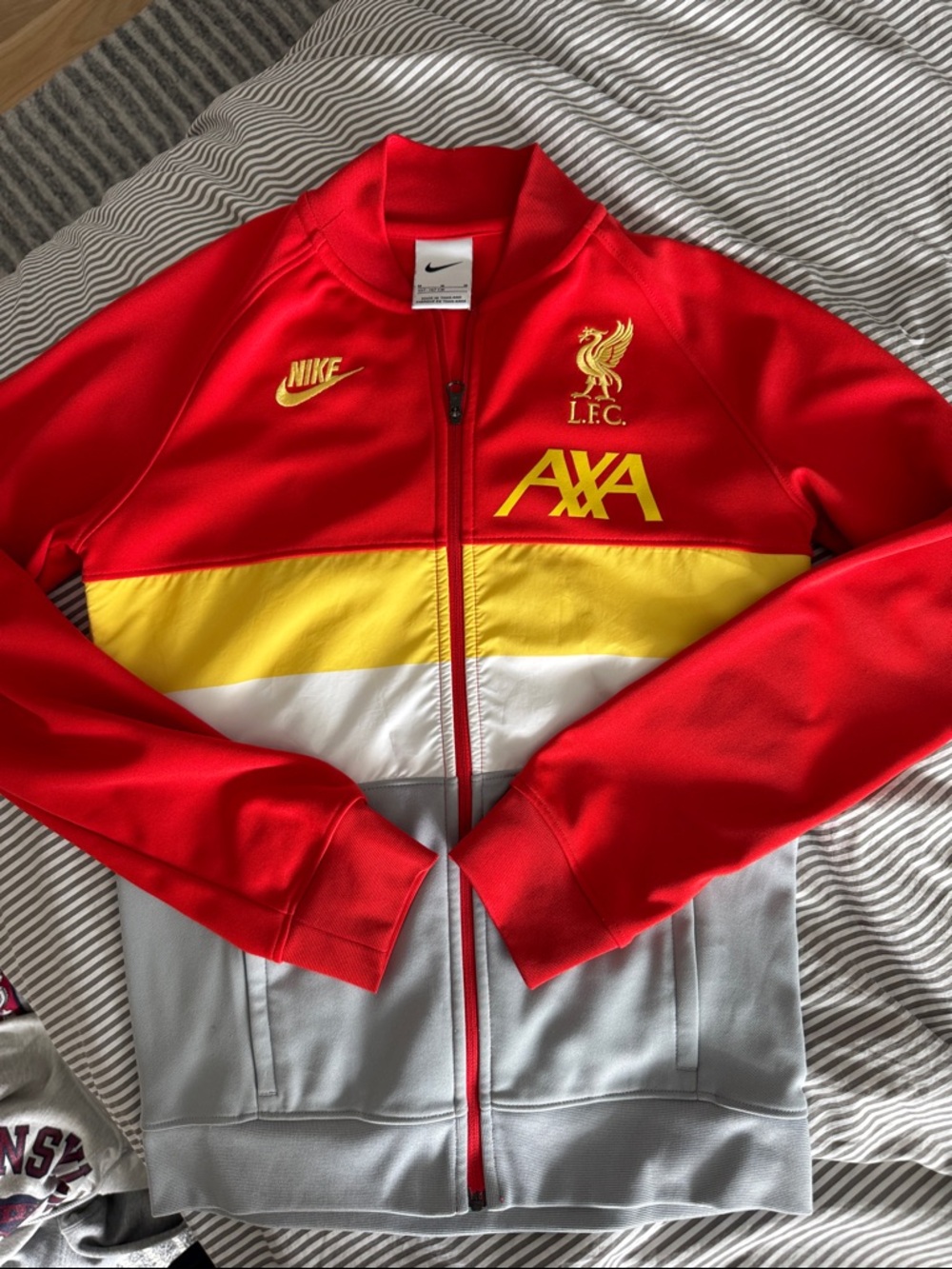 Nike Red Yellow White Gray Liverpool Football Club (LFC) Track Jacket